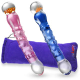 LeLuv Glass 8 Inch Double-ended Flower Head Dildo