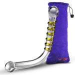 LeLuv Glass 90 Degree Wand Spinner Swirled Dildo