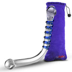LeLuv Glass 90 Degree Wand Spinner Swirled Dildo