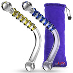 LeLuv Glass 90 Degree Wand Spinner Swirled Dildo