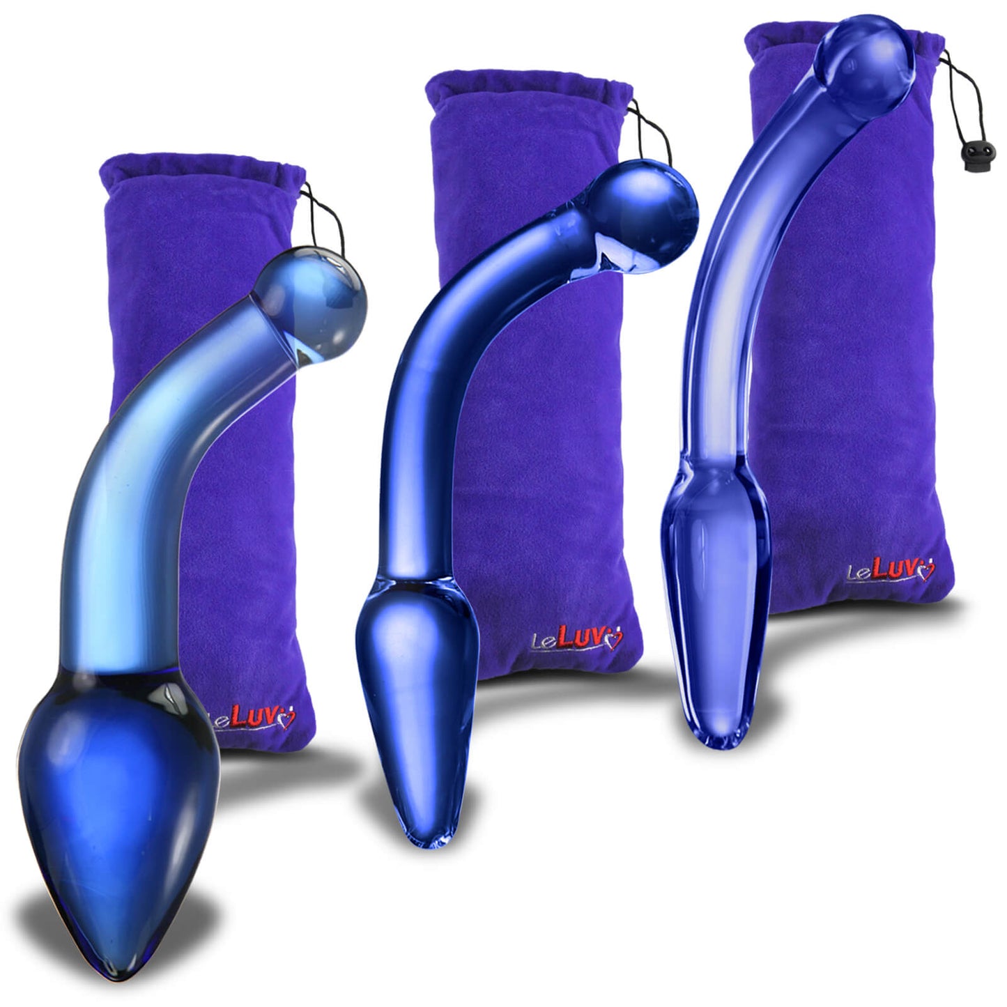LeLuv Glass Bent Handle Wand G-Spot or Prostate Massager