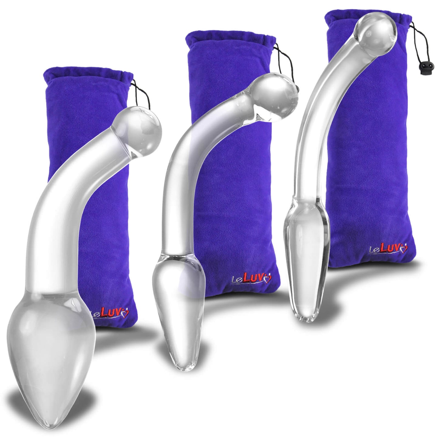 LeLuv Glass Bent Handle Wand G-Spot or Prostate Massager