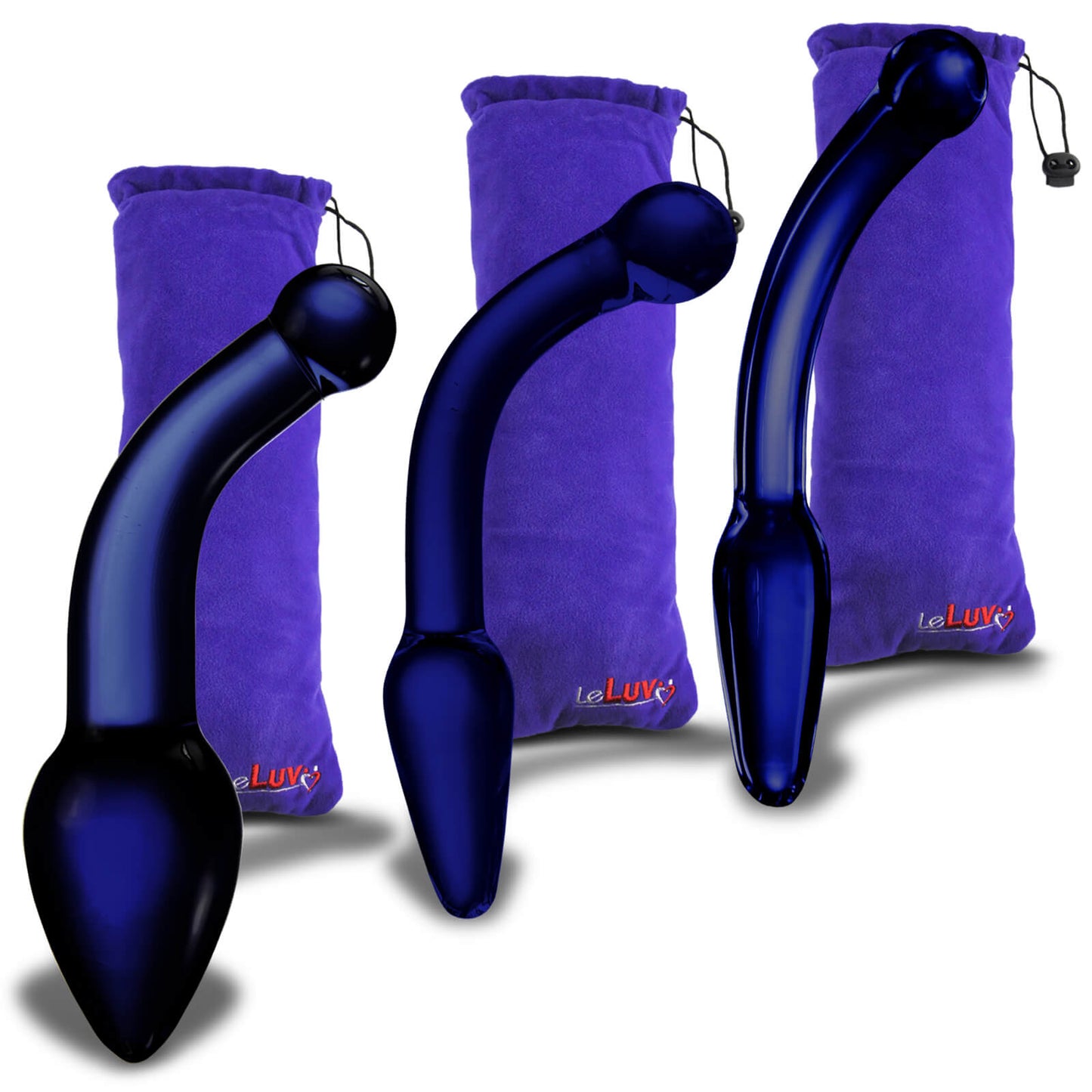 LeLuv Glass Bent Handle Wand G-Spot or Prostate Massager