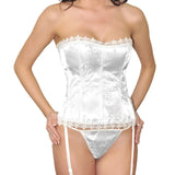 G String Angel Corset Set Strapless Lace Slimming Bustier Plus Sizes