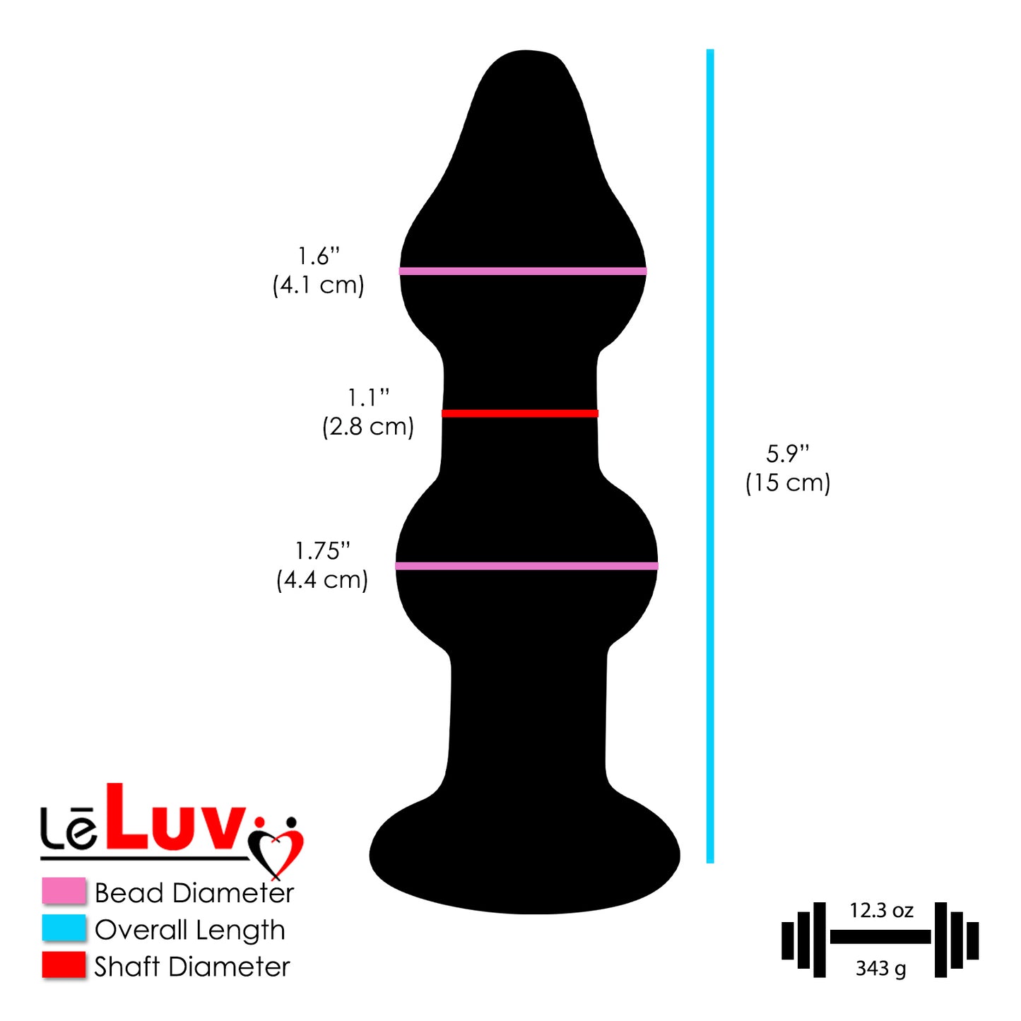 LeLuv Glass Clear Beaded Butt Plug with Wide Base