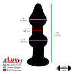 LeLuv Glass Clear Beaded Butt Plug with Wide Base