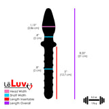 LeLuv Glass 8 Inch Pointed Tip Swirled Slim Shaft Double-ended Dildo Plug