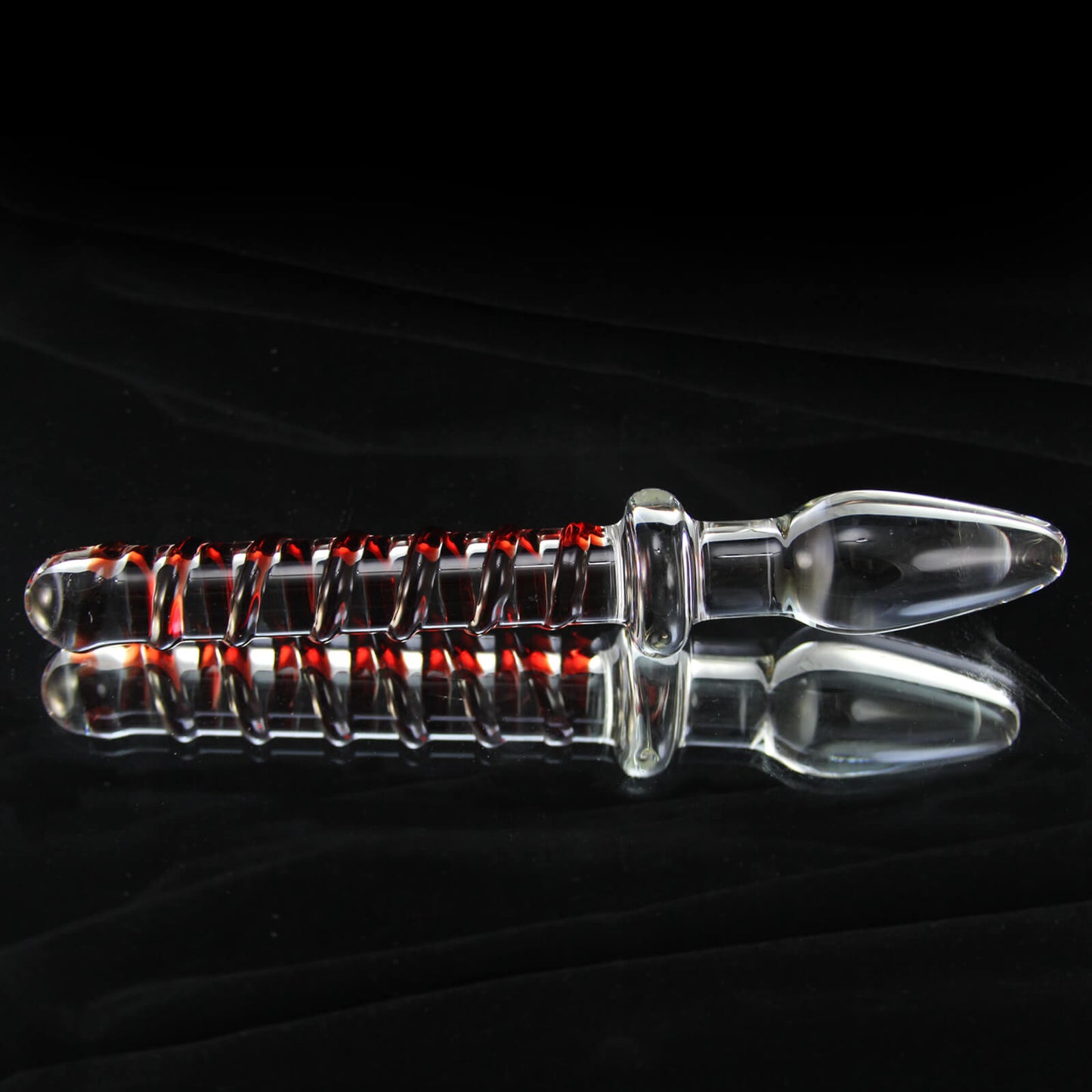 LeLuv Glass 8 Inch Pointed Tip Swirled Slim Shaft Double-ended Dildo Plug