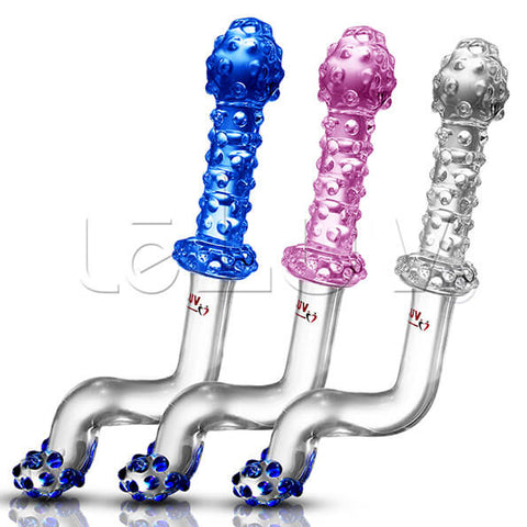 LeLuv Glass Slim Juicer Crank Handle Pearly Anal Toy