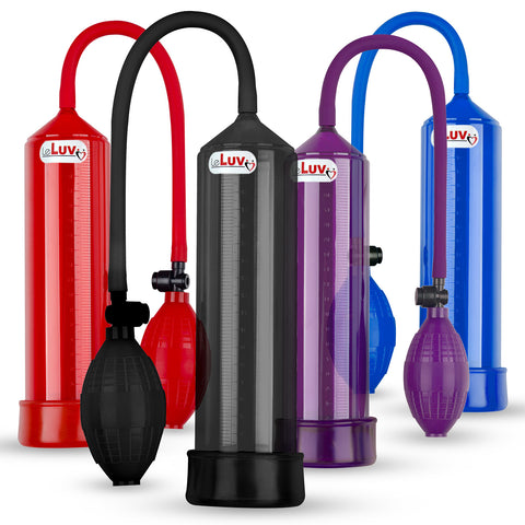 LeLuv BEST EasyOp Penis Pump | Bgrip with Slippery Silicone Hose Upgrade + TPR Sleeve | Choose Color