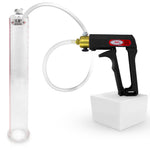 LeLuv Maxi Penis Pump | Black/Grey Handle, Clear Hose, No Gauge | Round Flange Cylinder