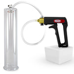 LeLuv Maxi Penis Pump | Black/Grey Handle, Clear Hose, No Gauge | Round Flange Cylinder