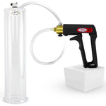 LeLuv Maxi Penis Pump | Black/Grey Handle, Clear Hose, No Gauge | Round Flange Cylinder