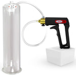 LeLuv Maxi Penis Pump | Black/Grey Handle, Clear Hose, No Gauge | Round Flange Cylinder