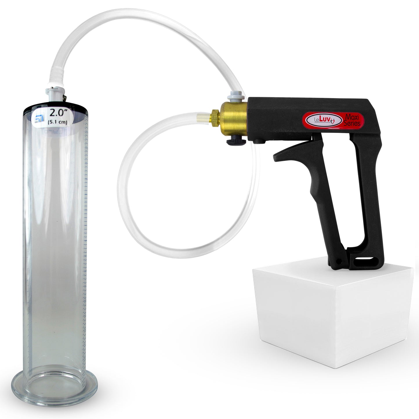 LeLuv Maxi Penis Pump | Black Handle, Clear Hose, All Gauge Options | WIDE FLANGE Cylinder