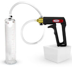 LeLuv Maxi Penis Pump | Black/Grey Handle, Clear Hose, No Gauge | Round Flange Cylinder