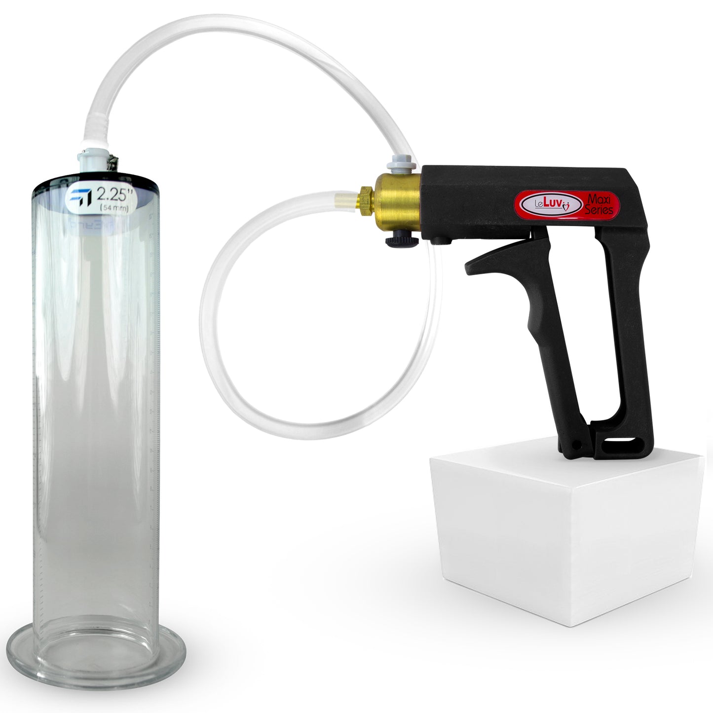 LeLuv Maxi Penis Pump | Black Handle, Clear Hose, All Gauge Options | WIDE FLANGE Cylinder