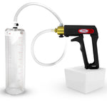 LeLuv Maxi Penis Pump | Black/Grey Handle, Clear Hose, No Gauge | Round Flange Cylinder