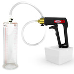 LeLuv Maxi Penis Pump | Black/Grey Handle, Clear Hose, No Gauge | Round Flange Cylinder