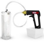 LeLuv Maxi Penis Pump | Black/Grey Handle, Clear Hose, No Gauge | Round Flange Cylinder