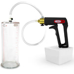 LeLuv Maxi Penis Pump | Black/Grey Handle, Clear Hose, No Gauge | Round Flange Cylinder