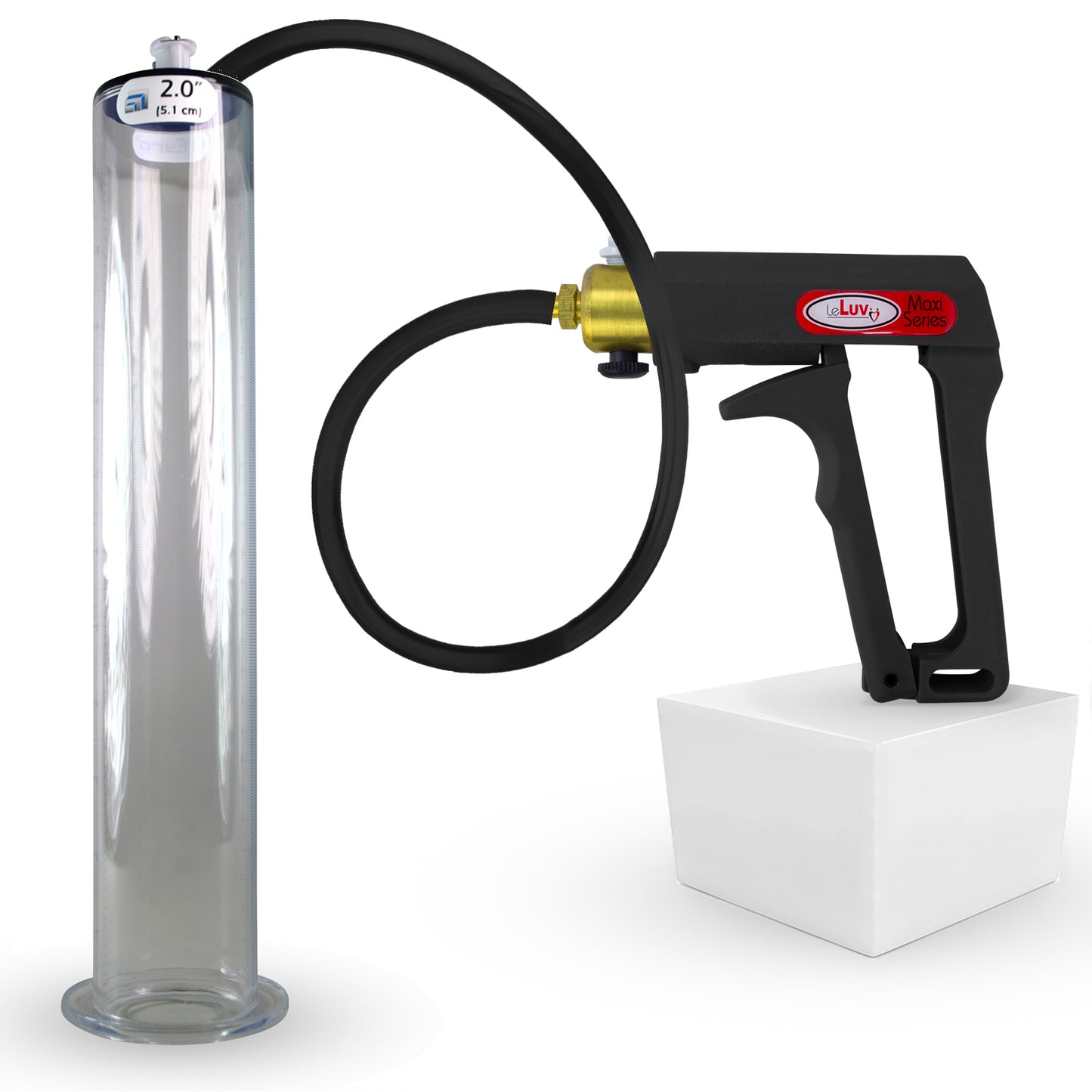 LeLuv Maxi Penis Pump | Black Handle, Silicone Hose, All Gauge Options | WIDE FLANGE Cylinder