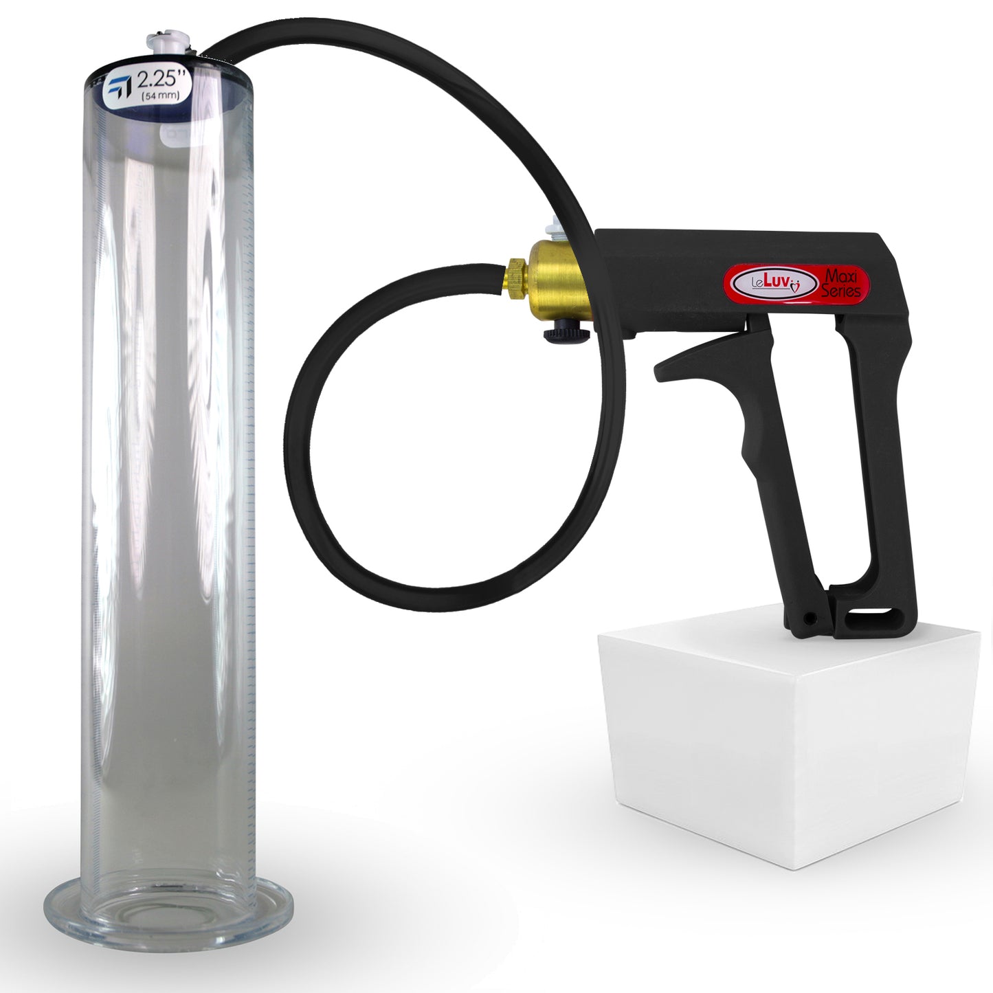LeLuv Maxi Penis Pump | Black Handle, Silicone Hose, All Gauge Options | WIDE FLANGE Cylinder