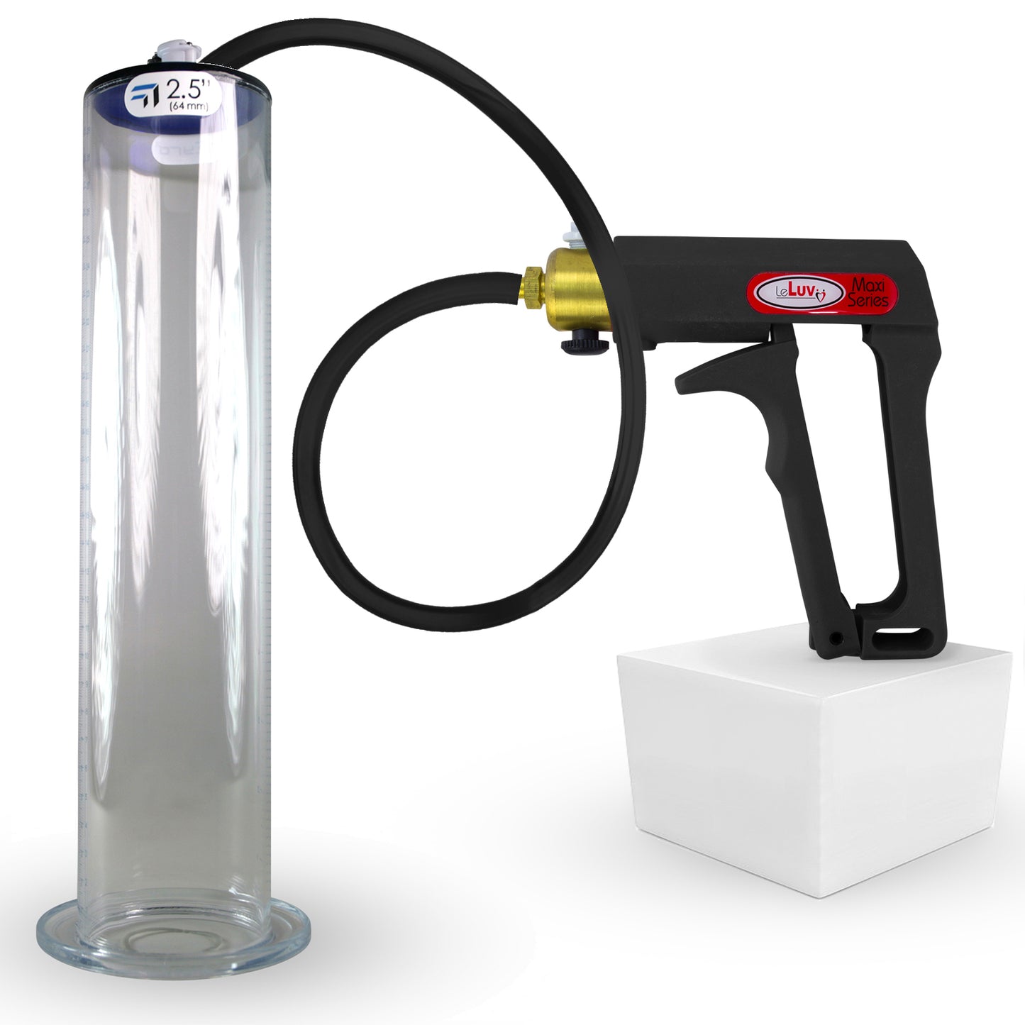 LeLuv Maxi Penis Pump | Black Handle, Silicone Hose, All Gauge Options | WIDE FLANGE Cylinder