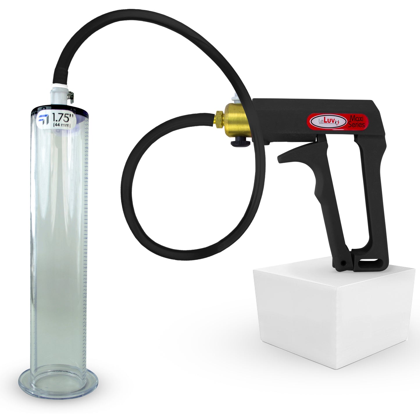 LeLuv Maxi Penis Pump | Black Handle, Silicone Hose, All Gauge Options | WIDE FLANGE Cylinder