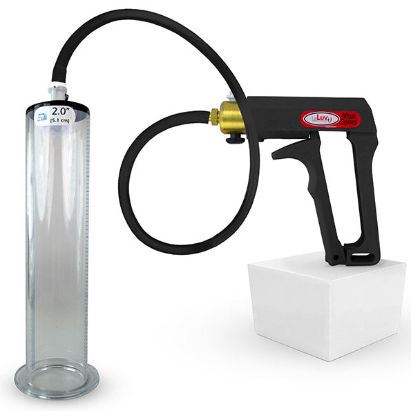 LeLuv Maxi Penis Pump | Black Handle, Silicone Hose, All Gauge Options | WIDE FLANGE Cylinder