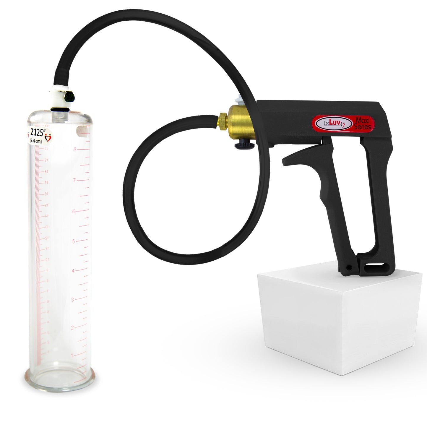 LeLuv Maxi Penis Pump | Black/Grey Handle, Silicone Hose, No Gauge | Round Flange Cylinder