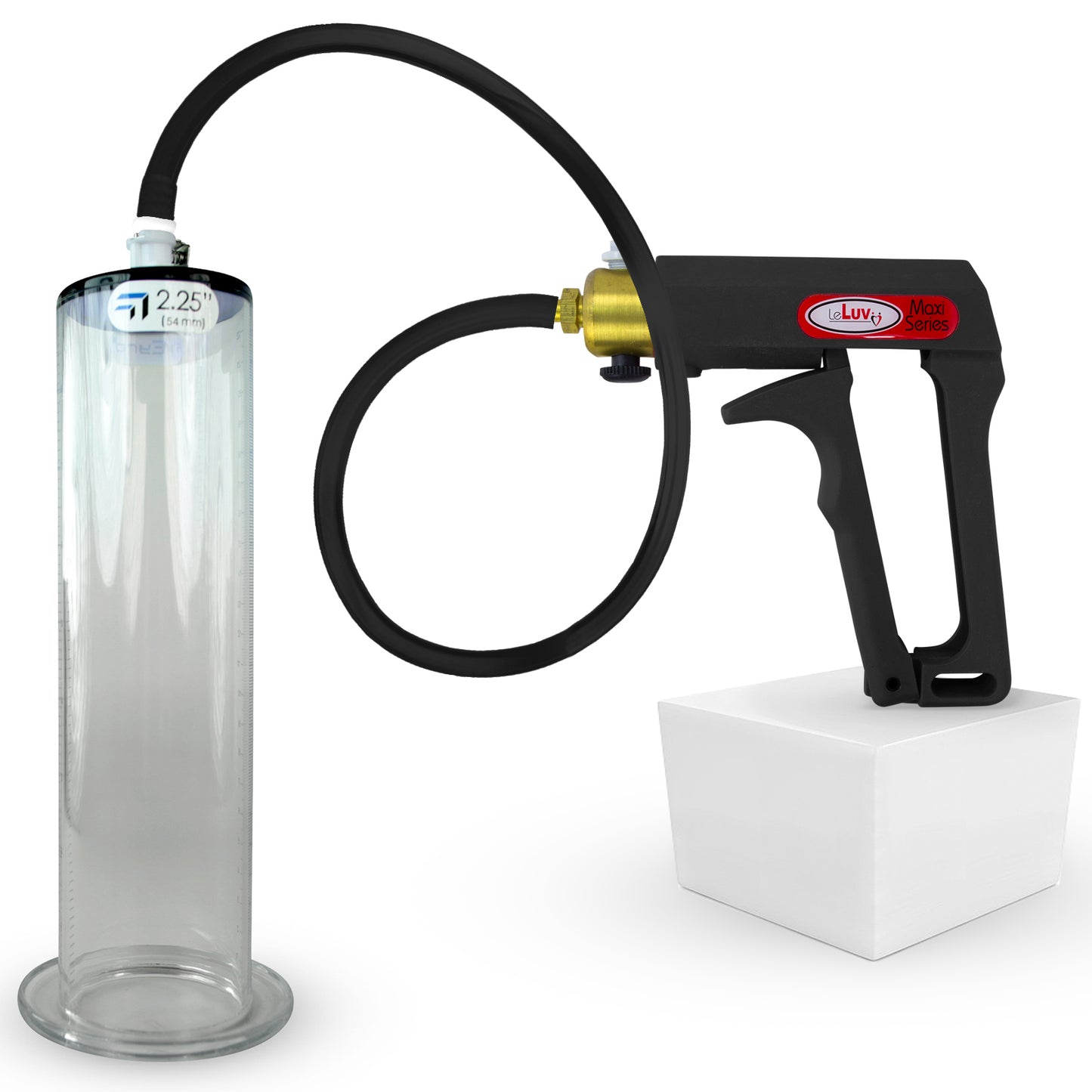 LeLuv Maxi Penis Pump | Black Handle, Silicone Hose, All Gauge Options | WIDE FLANGE Cylinder