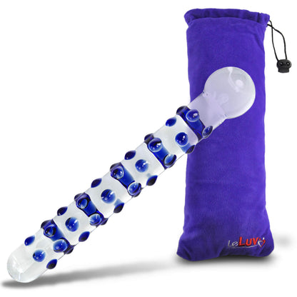 LeLuv Glass Wand 8 Inch Bumpy Straight Shaft, Round Head Classic Dildo