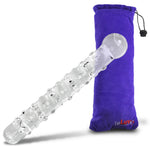 LeLuv Glass Wand 8 Inch Bumpy Straight Shaft, Round Head Classic Dildo