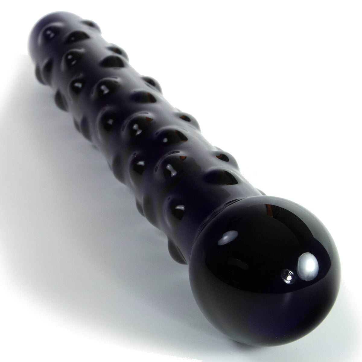 LeLuv Glass Wand 8 Inch Bumpy Straight Shaft, Round Head Classic Dildo