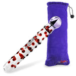 LeLuv Glass Wand 8 Inch Bumpy Straight Shaft, Round Head Classic Dildo