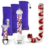 Bundle - 3 items: Red Romance Glass Dildo & Butt Plug Gift Sets