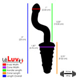 LeLuv Dildo Nubby Glass Anal Juicer Spinner Butt Plug Bundle with Premium Padded Pouch