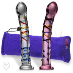 LeLuv Glass 8 Inch Party G-Spot Wand Nubby Swirled Dildo