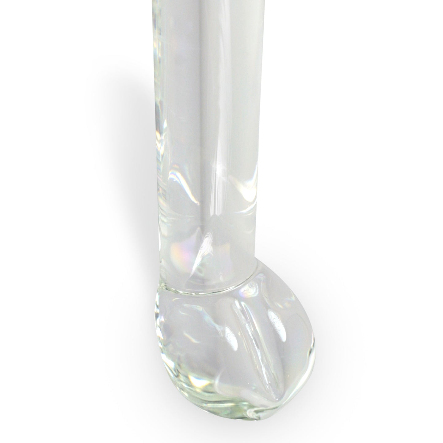 LeLuv Glass Large Stylized Realistic Clear Standing Cock & Balls Dildo