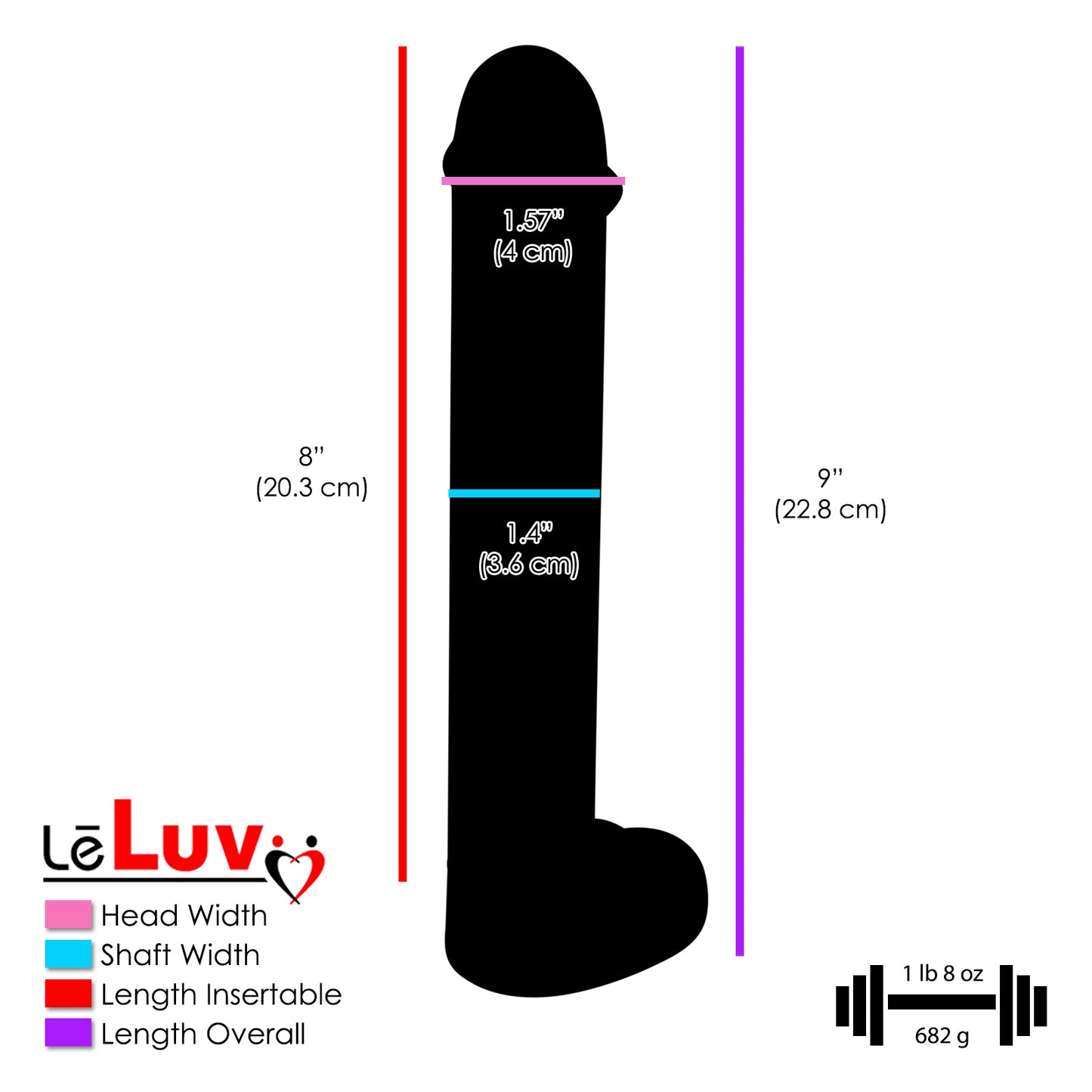 LeLuv Glass Large Stylized Realistic Clear Standing Cock & Balls Dildo
