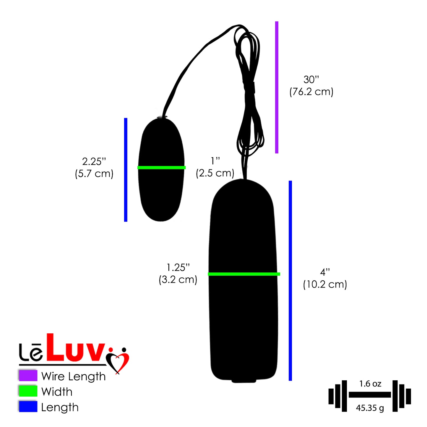 LeLuv Classic Vibrating Egg - Multispeed Dial Controller Wired Bullet in Vibrant Colors