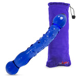 LeLuv Glass 8 Inch Bumpy, Curved and Beaded Double-ended Dildo