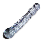 LeLuv Glass 8 Inch Bumpy, Curved and Beaded Double-ended Dildo