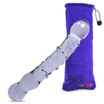 LeLuv Glass 8 Inch Bumpy, Curved and Beaded Double-ended Dildo