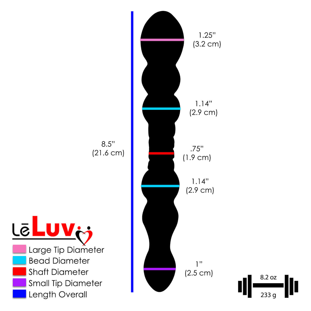 LeLuv Glass Dark Nights 3 Piece Gift Set Dildos & Butt Plug