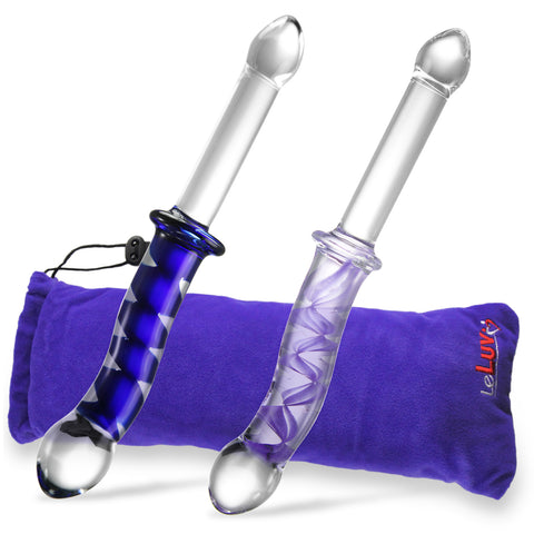 Glass 10 Inch Double-ended Couples Curved Dildo