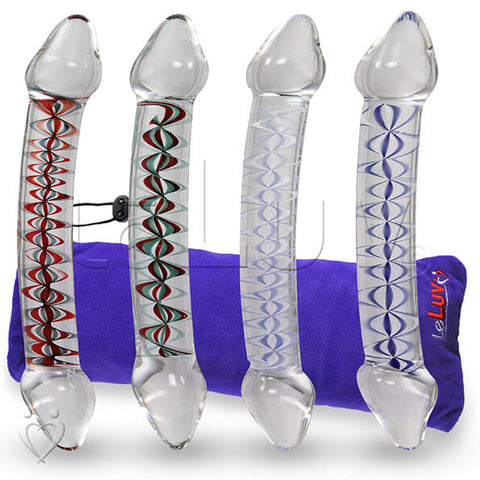 LeLuv Glass 8.5 Inch Double Helix Pointed Curved Double-ended Dildo