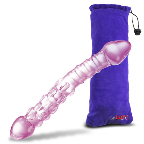 Glass 8 Inch Pastel Double-ended G-Spot Pearls and Swirls Dildo