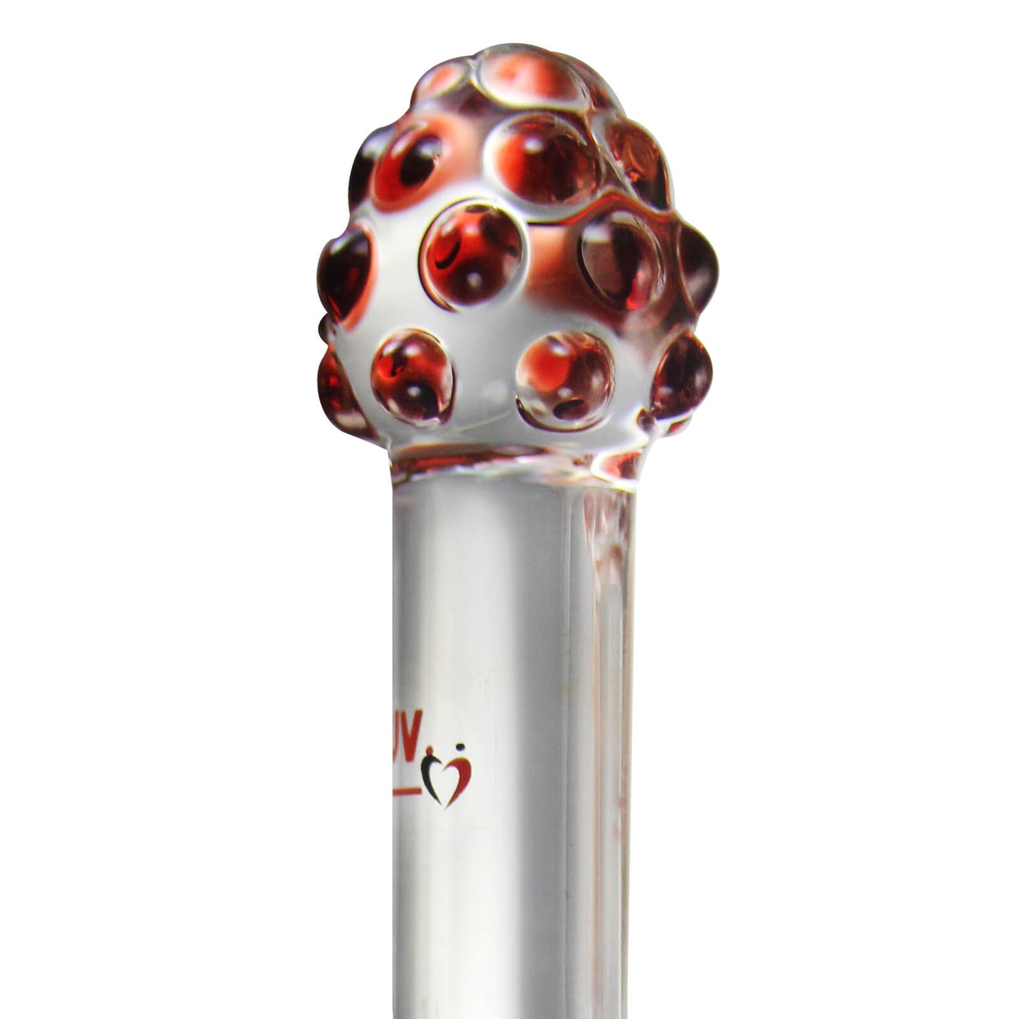 LeLuv Glass 8 Inch Double-ended Pearly Head Slender Shaft Dildo